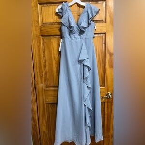 Elegant Light Blue Ruffled Gown